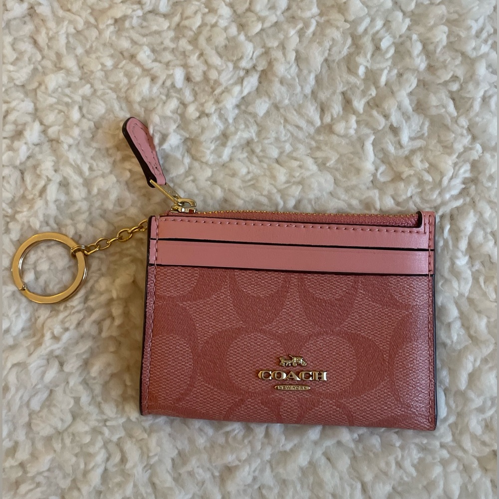 COACH Leather Card Wallet with Key Ring
